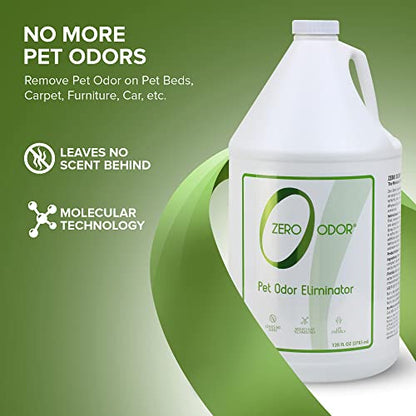 Zero Odor Pet Odor Eliminator Refill for Cat & Dog Urine, Carpet, 128 oz | Enzyme free, Urine Smell Eliminator for Pet Beds, Litter Areas & Furniture – No Lasting Scent, Sprayer not Included - size: 128 Fl Oz (Pack of 1)
