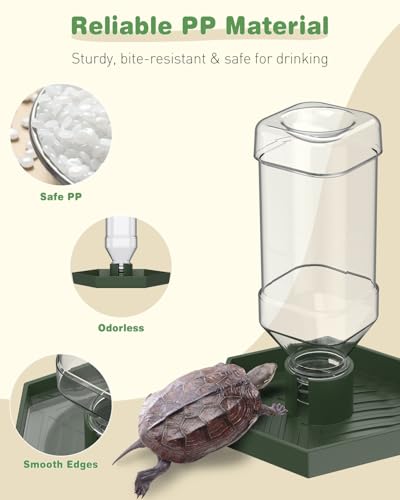 Pawfly Water Dispenser, Tortoise Water Dish, Snake Bearded Dragon Water Bowl, Reptile Terrarium Automatic Water Feeder Dispenser for Turtle Gecko Lizard and Chameleon, Small