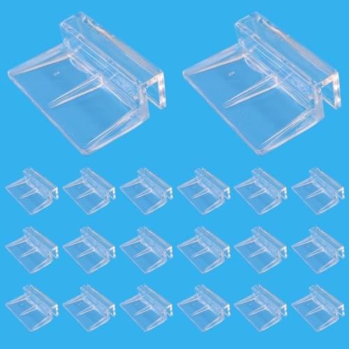 Hordion 20pcs Aquarium Lid Clip, 5mm Clear Acrylic Fish Tank Lid Holder | Aquarium Glass Cover Clips for Rimless Aquarium Fish Tank - size: 5mm