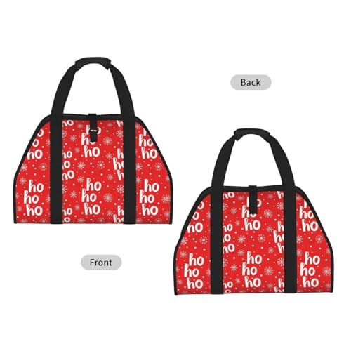 AMRANDOM Santa Claus Laugh Christmas Firewood Log Carrier Tote Outdoor Large Capacity Firewood Carrier Bag with Handles - color: Color1027