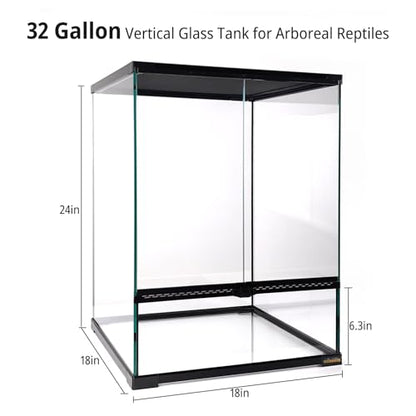 30 Gallon Tall Reptile Glass Tank Terrarium 18"x18"x24" Large Habitat Enclosure for Gecko,Lizard,Chameleon,Frog,Snake,No Install Needed and Come with Tank Background - size: 18x18x24 inch
