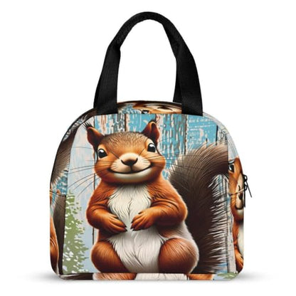 Spring Summer Squirrel Lunch Bag for Women Men | Insulated Lunch Box Leakproof Food Meal Containers Reusable Foldable 6L Capacity Lunch Tote Bags for Work Picnic Travel - color: style-9