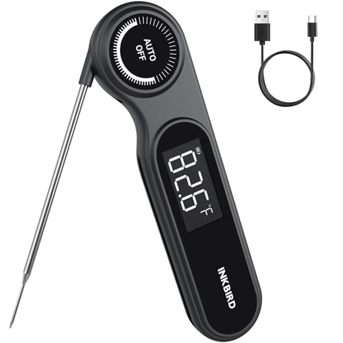 INKBIRD 0.5 Seconds Rechargeable Instant Read Meat Thermometer for Cooking | Waterproof Digital Grill Thermometer -58℉~572℉, Food Thermometer with VA LCD Backlit Magnet, Kitchen Candy Brewing