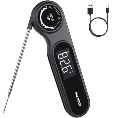 INKBIRD 0.5 Seconds Rechargeable Instant Read Meat Thermometer for Cooking | Waterproof Digital Grill Thermometer -58℉~572℉, Food Thermometer with VA LCD Backlit Magnet, Kitchen Candy Brewing