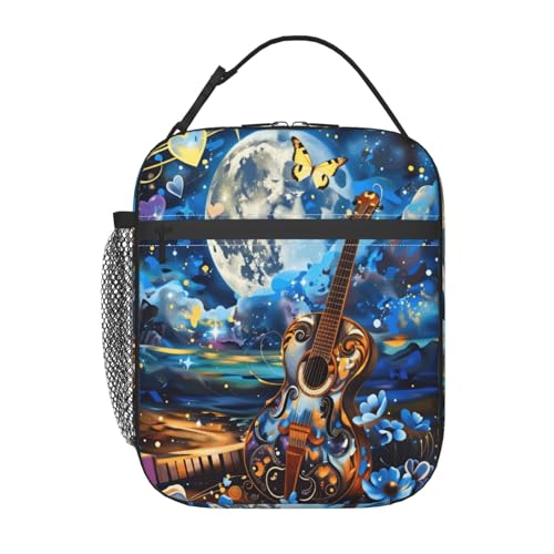 Moon Guitar Art Adult Insulated Lunch Bag, Portable Thermal Cooler Tote With Pockets, Durable Polyester Lunch Box With Handle For Work, Office, Travel - color: Style 5