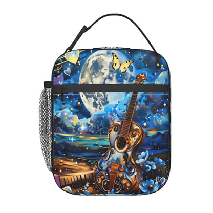 Moon Guitar Art Adult Insulated Lunch Bag, Portable Thermal Cooler Tote With Pockets, Durable Polyester Lunch Box With Handle For Work, Office, Travel - color: Style 5