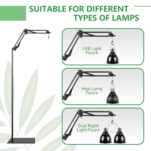 BETAZOOER 360° Adjustable Reptile Heat Lamp Stand 12-54 Anti-Slip Base - size: Extra Large(Pack of 1)