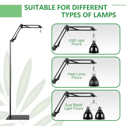 BETAZOOER 360° Adjustable Reptile Heat Lamp Stand 12-54 Anti-Slip Base - size: Extra Large(Pack of 1)