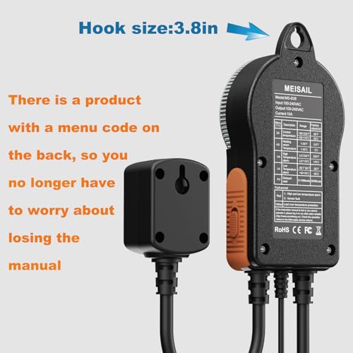 Temperature Controller, for Aquaculture or Plant Seedling, Pet Temperature Controller, Reptile Thermostat, with Overheat Protection and Dualensor Smart Protection - color: MS-60B