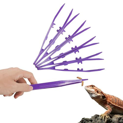 5-Pack Reptile Feeding Tongs Set - Hygienic Anti-Slip Purple Tweezers for Bearded Dragons, Lizards, Snakes, Aquariums & Small Animals(Five Colors to Choose from) - color: Purple
