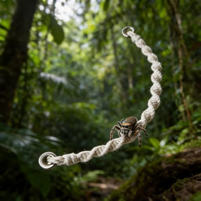 2 Pack Jumping Spider Rope Bridge Swings, Macrame Swing and Climbing Rope Set Habitat Decor, Handmade Jumping Spider Enclosure Accessories for Small Reptiles and Insects