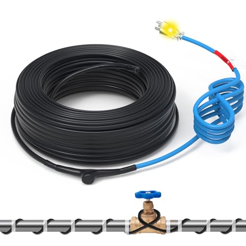 Self-Regulating Pipe Heat Cable, 5W/FT with Thermostat 3ft | Built-in thermostat automatically heats when needed to help keep water flowing in freezing temperatures. - style: 3-feet