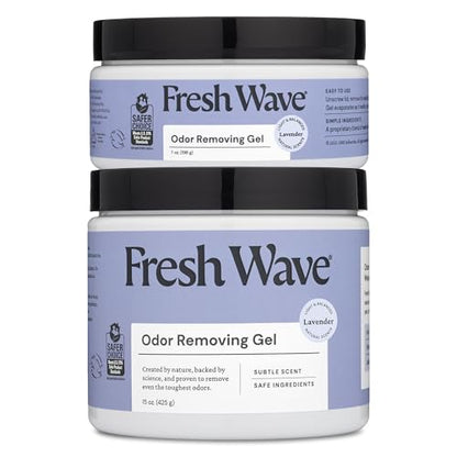 Fresh Wave Lavender Odor Eliminator Gel 2-Pack 15 oz & 7 oz Air Freshener | Plant-based formula. No parabens or harsh chemicals. EPA Safer Choice. Bathroom & closet odor absorber. Refillable. - size: 22 fl oz (Pack of 2: 15 fl oz & 7 fl oz)