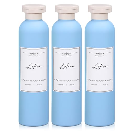Travel Shampoo Bottle, Empty Plastic Squeeze Bottles 8.8oz with Flip Cap, Lotion Container for Toiletries Travel Size Shampoo and Conditioner - color: Light Blue