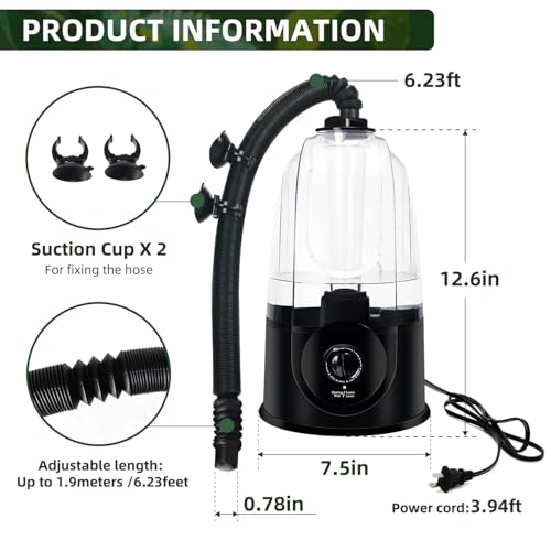 Coospider 3.8L Reptile Fogger Mister, Quiet Reptile Humidifier for Reptiles Tank, Terrarium Humidifiers with Extended Tube, Automatic Reptile Misting System for Reptiles Amphibians Herps Vivarium - size: 3.8 liters