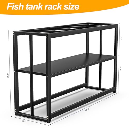 Akenow 55-75 Gallon Fish Tank Stand with Storage Shelf, 48.5 x14.9 x 29.2 Inch Aquarium Stand, Turtle Tank, Reptile Terrariums and Breeder Tank Stand,980LBS Capacity, Black - color: Black
