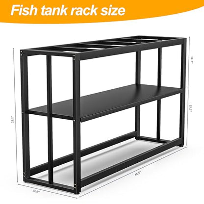 Akenow 55-75 Gallon Fish Tank Stand with Storage Shelf, 48.5 x14.9 x 29.2 Inch Aquarium Stand, Turtle Tank, Reptile Terrariums and Breeder Tank Stand,980LBS Capacity, Black - color: Black