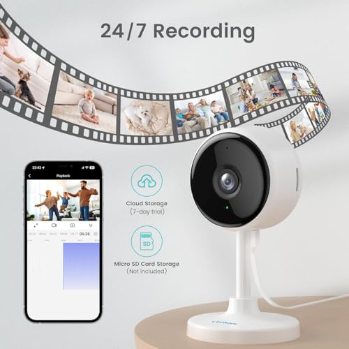 litokam Indoor Cameras for Home Security with Night Vision, Pet Cam with Phone App, Indoor Security Camera, Motion Detection, 2-Way Audio, WiFi Camara Home Cams 1080P - size: 1080P