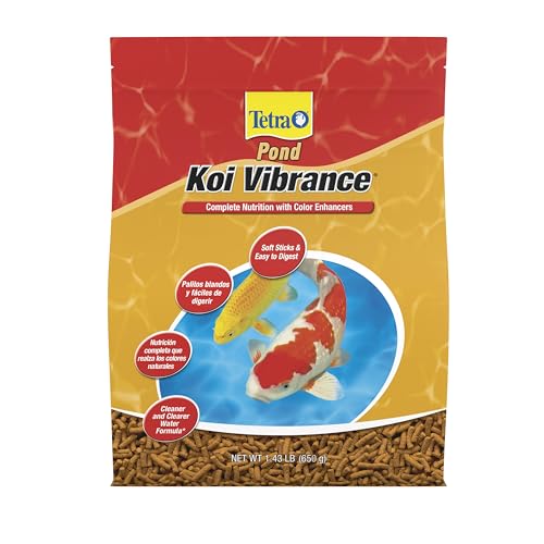 Tetra Pond Koi Vibrance Soft Sticks, Floating Pond Fish Food, 1.43 lbs | Daily Diet for Koi Fish and Ornamental Goldfish, Feed When Water is Above 50 Degrees, Highly Digestible, Clean & Clear Water - size: 1.43 Pound (Pack of 1)