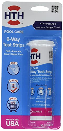 HTH 1276 Swimming Pool Care 6 Way Test Strips, Swimming Pool Water Chemical Tester, 30 Strips | Swimming Pool Water Chemical Tester - Uses Google Cloud Vision technology for accurate results; fast - 30 strips - size: No Size, style: Test Strips