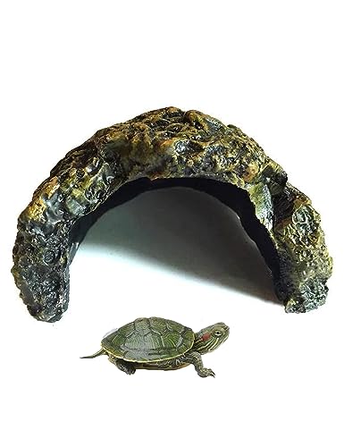 Reptile Habitat, Turtle Hideout,Water Tank Decoration for Fish, Reptiles, Amphibians,Frogs, Snakes,Lizards,Shrimps, Spiders and Small Animals… - size: Turtle Hide 01