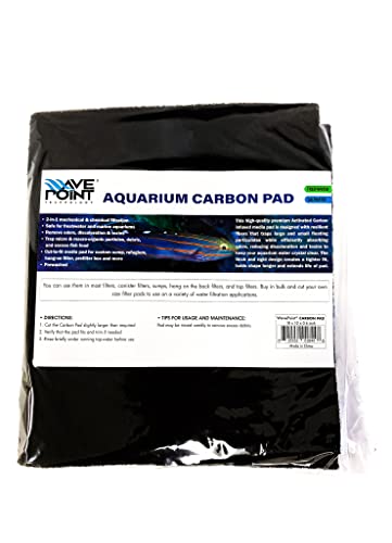 Wave Point Super Activated Carbon Pad Cut to Fit for Aquariums Pond Nitrate Ammonia, Phosphate Remover Pads, and Dual Bonded Pads (18" X 10" - 1PK) - size: 18" X 10" - 1PK