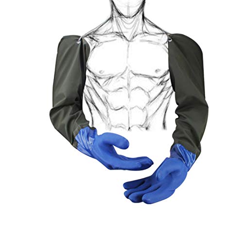 Eiito Drain Cleaning Gloves,Pond Gloves,Long Rubber glove,Waterproof Elbow Length Rubber gloves- 27 Inch Insulated Waterproof