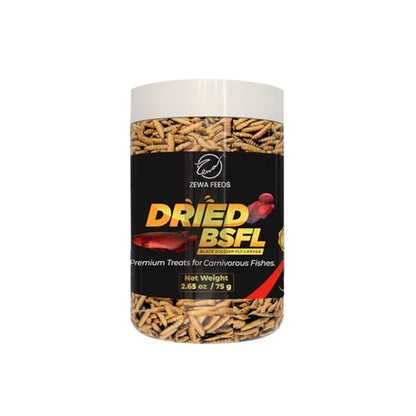 Dried Black Soldier Fly Larvae - 100% Natural, Protein Rich Fish Food for Arowana, Flower Horn, Oscar, Parrots, Reptiles (75 g/2.65 Oz/500 ml)