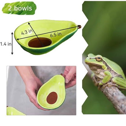 JSLZF Tree Frog Habitat Frog Water Bowl Dish Bathtub Tank Accessories Terrarium Decor Ceramic Aquarium Decoration Sturdy and Not Easy to Knock Over (2 PCS)