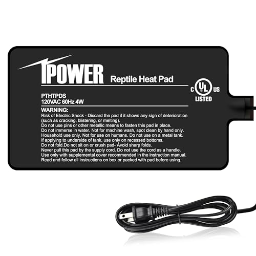 iPower 4x7 Inch Reptile Heating Pad, Under Tank Heater Terrarium Warmer Heat Mat for Turtles, Lizards, Frogs, Snakes, Safe & Energy-Efficient - color: Black/Heat Pad, size: 4" x 7"