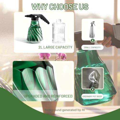 Electric Plant Mister, Rechargeable Spray Bottle for Garden | 0.53 Gallon portable sprayer with adjustable nozzle; features fine mist and continuous spray for indoor plants