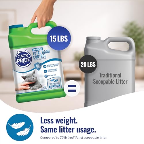 Cat's Pride Total Odor Control, Max Power, Clumping Litter Unscented 15lb - size: 15 Pound, style: Total Odor Control Unscented