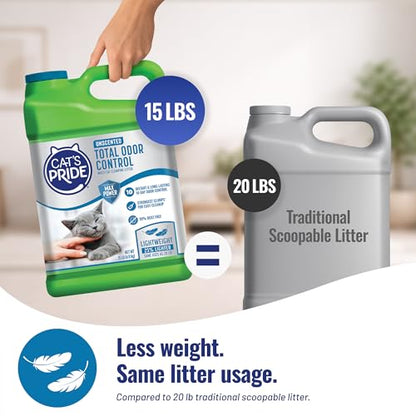 Cat's Pride Total Odor Control, Max Power, Clumping Litter Unscented 15lb - size: 15 Pound, style: Total Odor Control Unscented