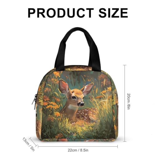 Rustic Deer And Flower Lunch Bag for Women Men | Insulated Lunch Box Leakproof Food Meal Containers Reusable Foldable 6L Capacity Lunch Tote Bags for Work Picnic Travel - color: style-18