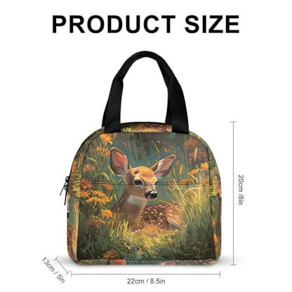 Rustic Deer And Flower Lunch Bag for Women Men | Insulated Lunch Box Leakproof Food Meal Containers Reusable Foldable 6L Capacity Lunch Tote Bags for Work Picnic Travel - color: style-18