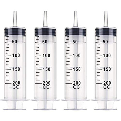 Frienda 4 Packs Large Plastic Syringe Measuring Syringe Tools Dispensing Multiple Uses (200 ml) - size: 200 ml