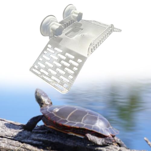 Reptile Resting Platform for Turtles with Suction Base for Aquatic Environments, Translucent Bridge - color: Translucent Bridge