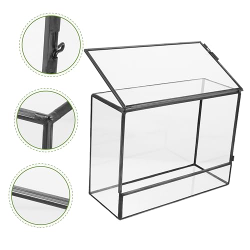 POPETPOP Geometric Glass Ecosystem Terrarium for Mini Rainforest Display Small Moss Planter Box Lid DIY Desktop Micro Landscape Holder