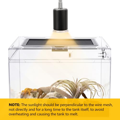 HELIME Reptile Tank 7 Piece Starter Kit with Escape Proof Locking Lid Small | All in One Hermit Crab Tank,Polycarbonate Tarantula Enclosure Frogs Habitat with Light,Hygrometer,Hide,Tweezer,Bowl,Sprayer - size: Small(12x7x9IN)