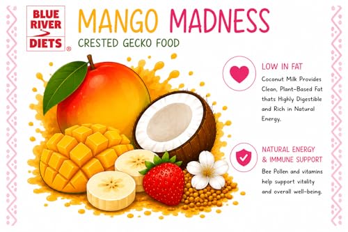 Blue River Diets Crested Gecko Diet | Mango Madness | All Natural Low Fat Complete Gecko Food | 2.1oz