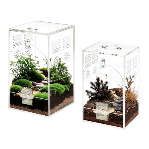 Set of 2 Jumping Spider Enclosure | Acrylic Insect & Bug Terrarium, Praying Mantis Habitat, No Assembly Required, 2-Size Kit - size: 1.5mm