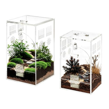 Set of 2 Jumping Spider Enclosure | Acrylic Insect & Bug Terrarium, Praying Mantis Habitat, No Assembly Required, 2-Size Kit - size: 1.5mm