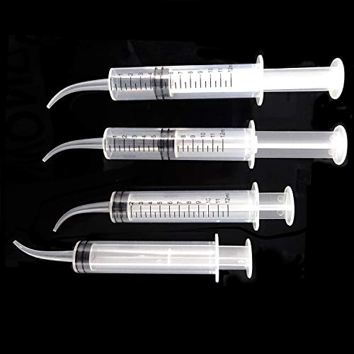 Honbay 6PCS Plastic Pet Feeding Syringe with Measurement for Birds Dogs Cats (Curved Tip)