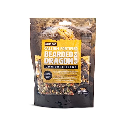 Fluker's Grub Bag Calcium Fortified Treats, All Natural Omnivore Blend Packed with Protein, Fruits, and Vegetables, for Bearded Dragons and Reptiles, 4 oz