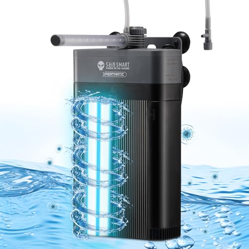 XpertMatic Aquarium Filter 220GPH, Submersible Powerful Pump for 20-50 Gal | Built-in 9W Clean Light, Gallon Tank, Fish Tank Filter, for Pond Turtle Tank Saltwater Freshwater