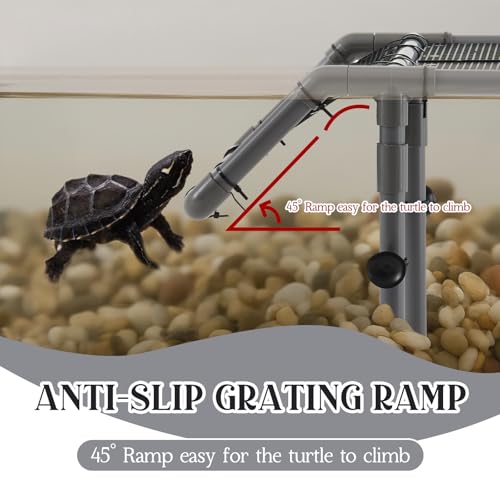 13" Wider Turtle Basking Platform, Extra Large Standing Turtle Basking Platform, DIY Resting Area for Aquarium Tank, PVC Pipes and Eggcrate Suction Cups