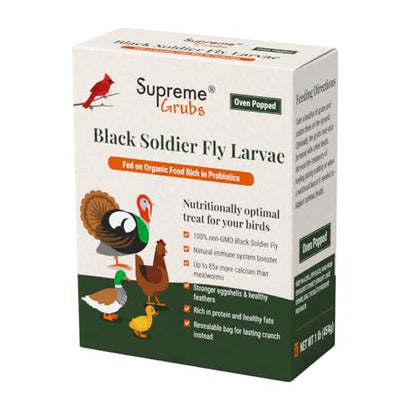 Natural Black Soldier Fly Larvae for Chickens, 85X More Calcium Than Mealworms-High Protein Grub Food Chicken Treats for Hens, Probiotic & Calcium Rich Chicken Feed, Bird Treat 1lb - size: 1 Pound