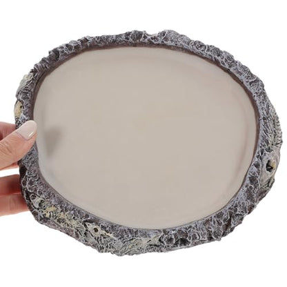 BESPORTBLE Reptile Water Bowl and Food Dish Resin Basin Shallow Pet Water Feeder for Turtles Lizards Snakes Bearded Dragons Terrarium Supplies