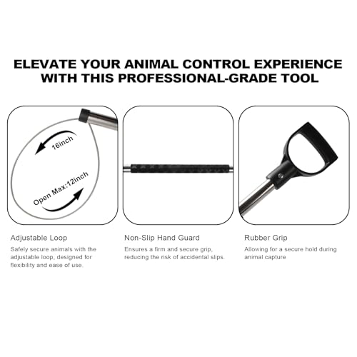 92" Animal Catch Pole Wildlife Control Tool Noose Holder Net Kit | for Dogs Feral Cat Raccoons Hog Pig Fox Coyote Bulldog Wolf Goat Lizards Boar Bichon Calf Piglet Gator