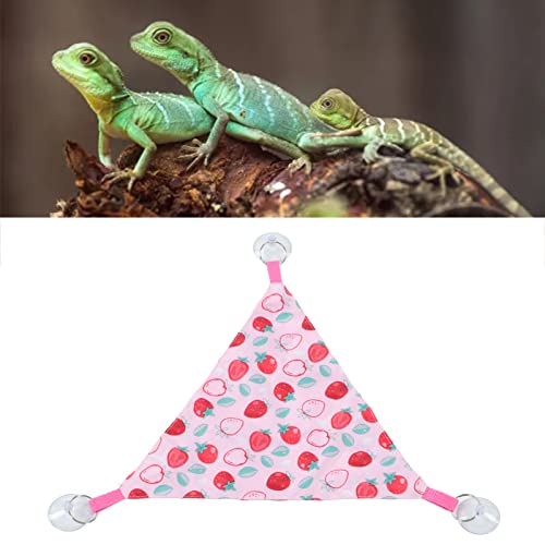 Zerodis Reptile Hanging Bed, Bearded Dragon Strawberry Hammock Hanging Lounger with Adhesive Suction Cup for Climbing Guinea Pig Hamster Lizard 2pcs - size: Pink strawberry size M